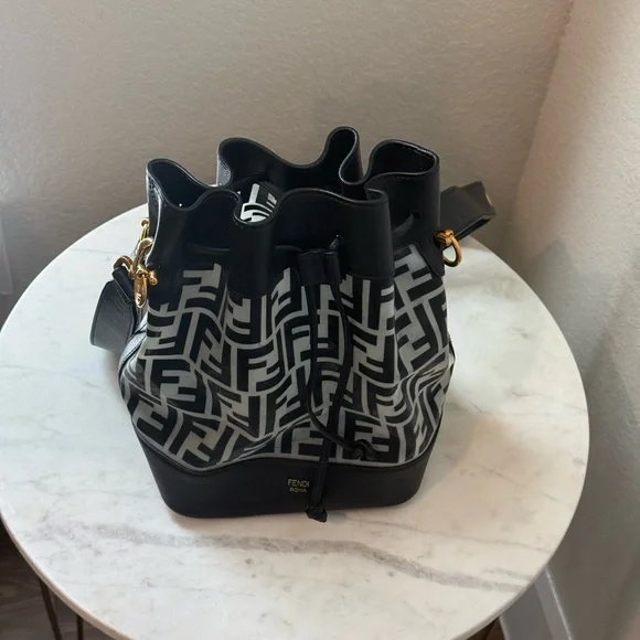 Fendi Black and Gray Crossbody Bag with Gold Accents (Pre-owned see below) - Picture 3 of 6